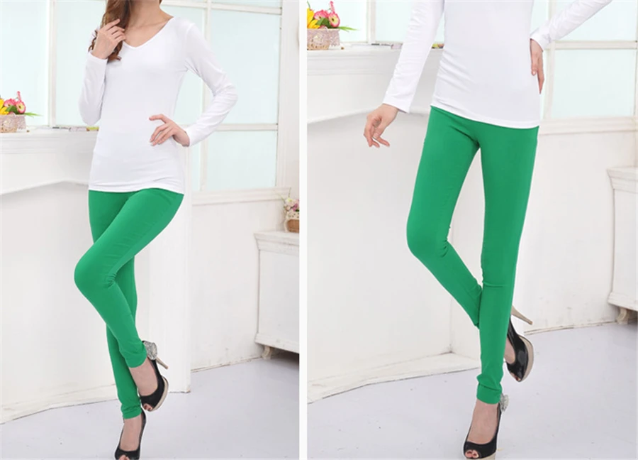 Oversize 6xl Spring Leggings Women Cute Candy Color High Waist Slim Ankle-length Pants Casual Pencil Pantalones Skinny Trousers