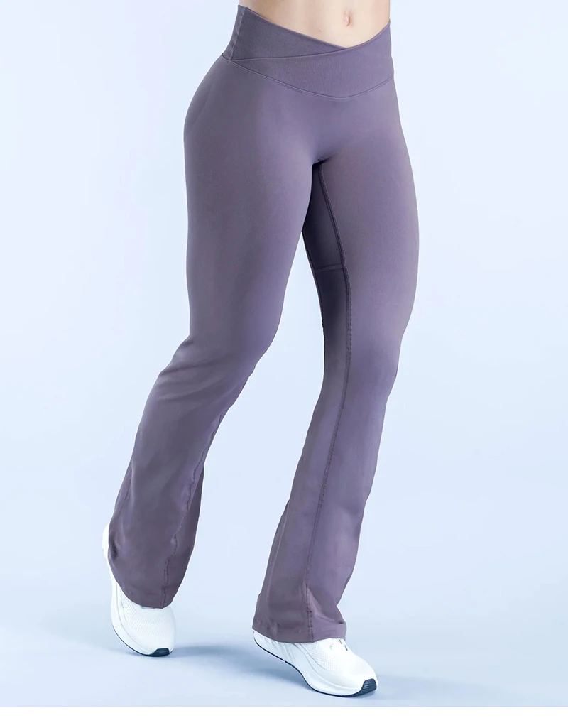 WAREBALL Vision Flares Women Gym Fashion Flared Pants Waist Cross Seamless Sports Leggings Fitness Wide-leg Trousers