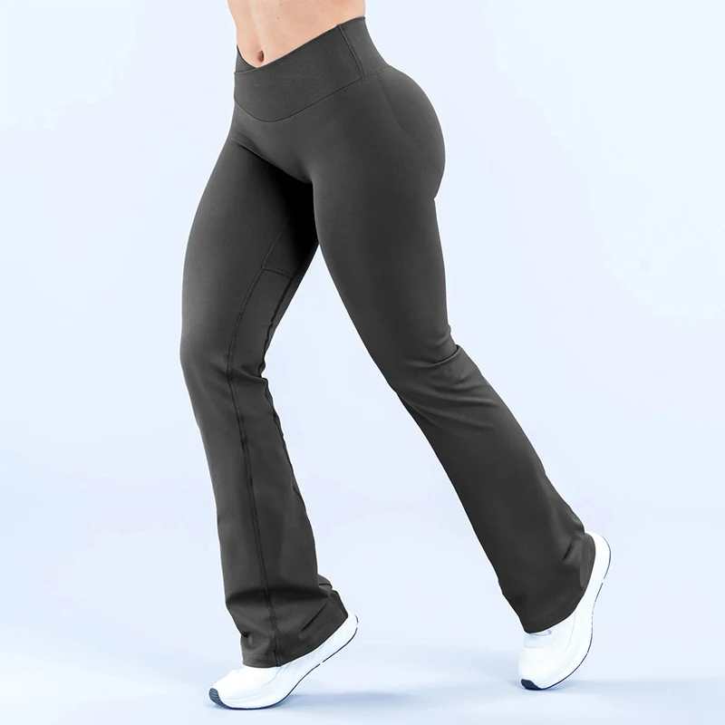 WAREBALL Vision Flares Women Gym Fashion Flared Pants Waist Cross Seamless Sports Leggings Fitness Wide-leg Trousers