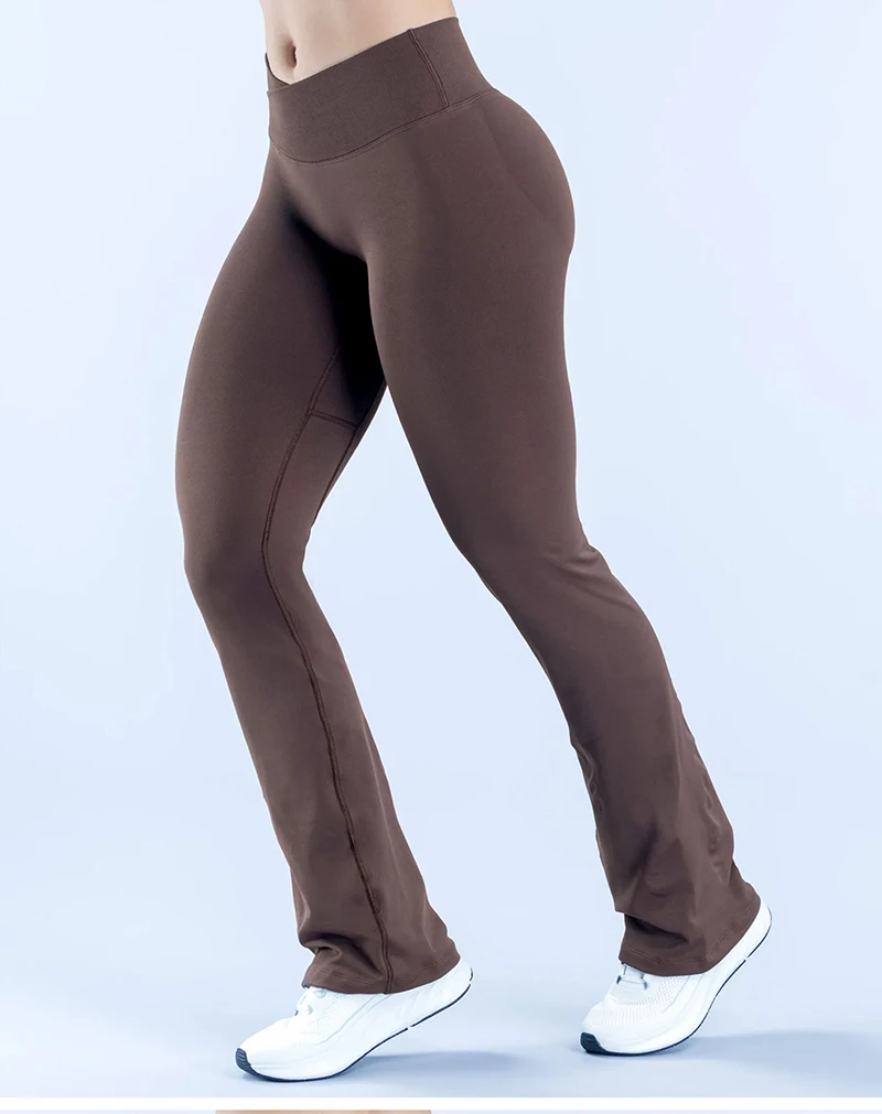 WAREBALL Vision Flares Women Gym Fashion Flared Pants Waist Cross Seamless Sports Leggings Fitness Wide-leg Trousers