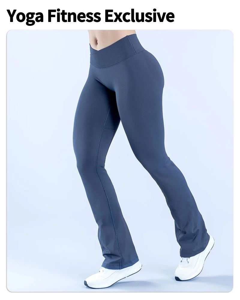 WAREBALL Vision Flares Women Gym Fashion Flared Pants Waist Cross Seamless Sports Leggings Fitness Wide-leg Trousers