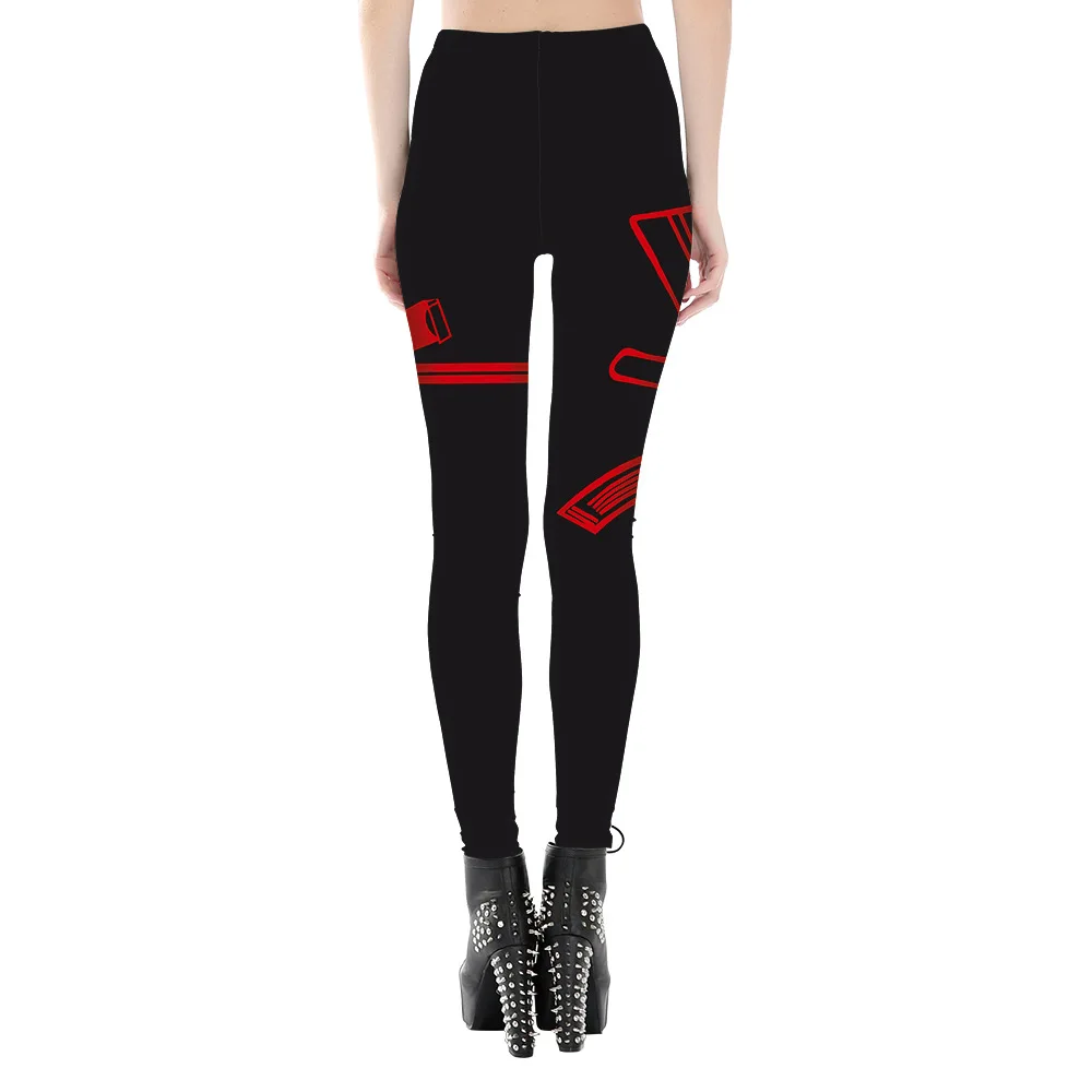 Design Black Women Galaxy Leggings Sexy Red Striped Printed Fashion Style Leggings Pants Black Milk Punk Cool Slim Leggins