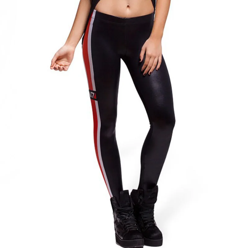 Design Black Women Galaxy Leggings Sexy Red Striped Printed Fashion Style Leggings Pants Black Milk Punk Cool Slim Leggins