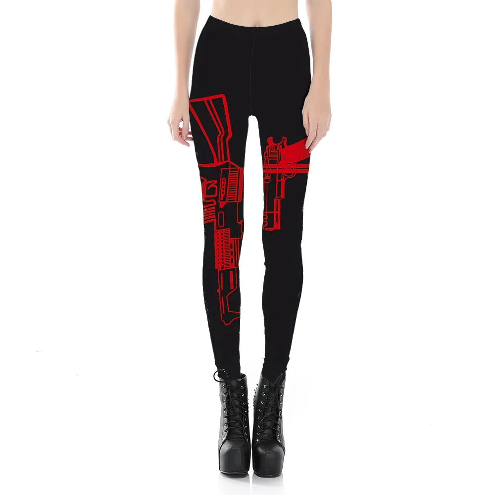 Design Black Women Galaxy Leggings Sexy Red Striped Printed Fashion Style Leggings Pants Black Milk Punk Cool Slim Leggins