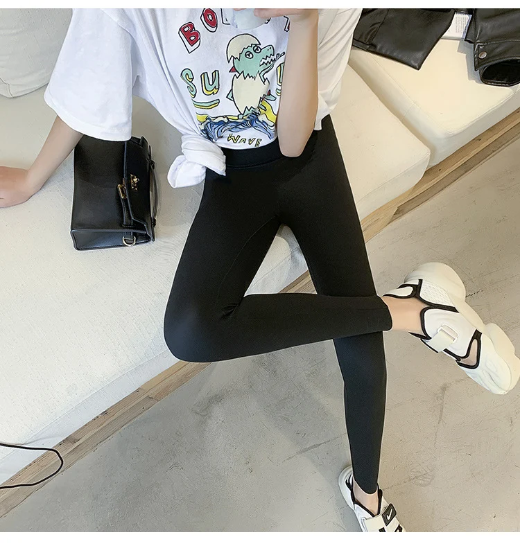 BIVIGAOS New Women Sharkskin Black Leggings Thin Workout Stretch Sexy Fitness Leggings Skinny Legs Slimming Sport Leggings