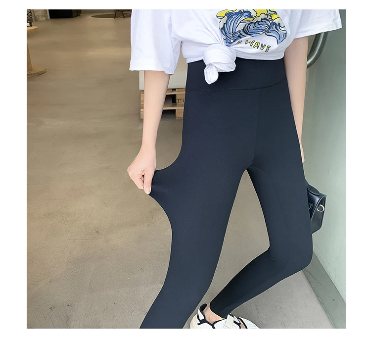 BIVIGAOS New Women Sharkskin Black Leggings Thin Workout Stretch Sexy Fitness Leggings Skinny Legs Slimming Sport Leggings
