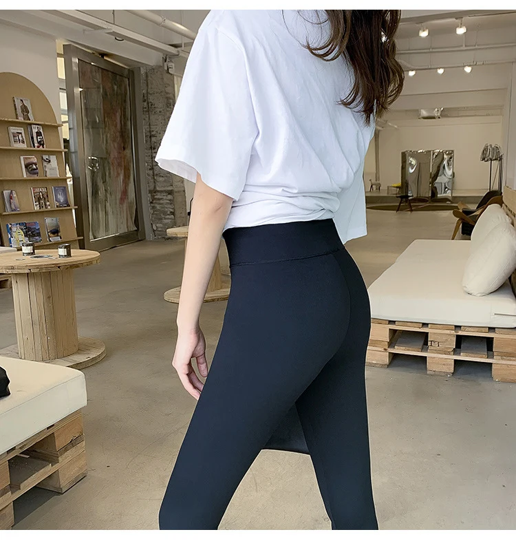 BIVIGAOS New Women Sharkskin Black Leggings Thin Workout Stretch Sexy Fitness Leggings Skinny Legs Slimming Sport Leggings