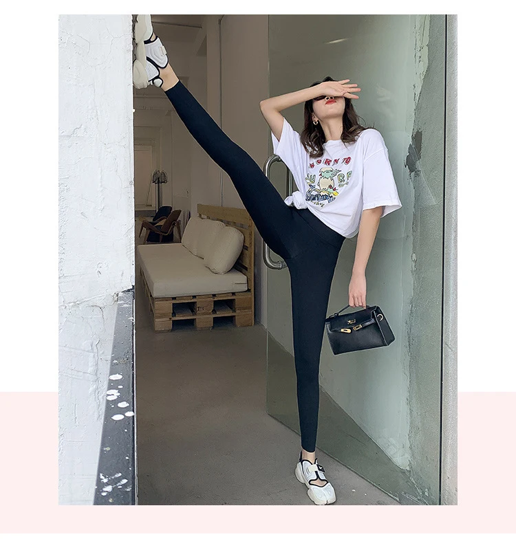 BIVIGAOS New Women Sharkskin Black Leggings Thin Workout Stretch Sexy Fitness Leggings Skinny Legs Slimming Sport Leggings