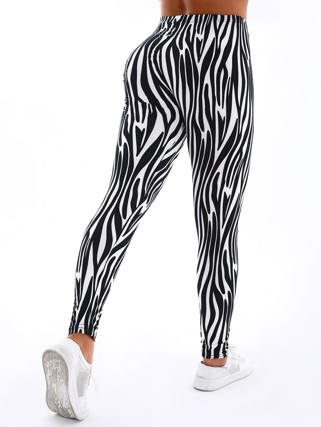 Casual Fashionable Brushed High Elasticity Sexy Tight Fitting Irregular Striped Leggings Sports Slimming Yoga Pants