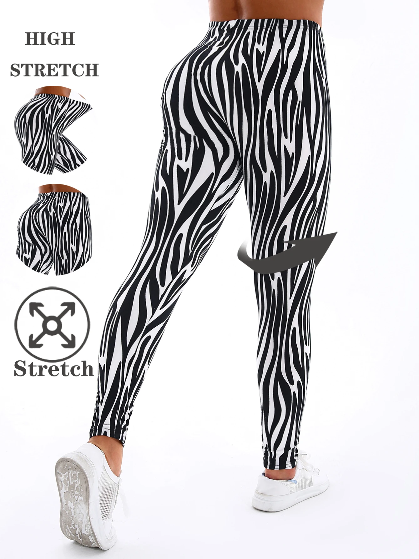 Casual Fashionable Brushed High Elasticity Sexy Tight Fitting Irregular Striped Leggings Sports Slimming Yoga Pants