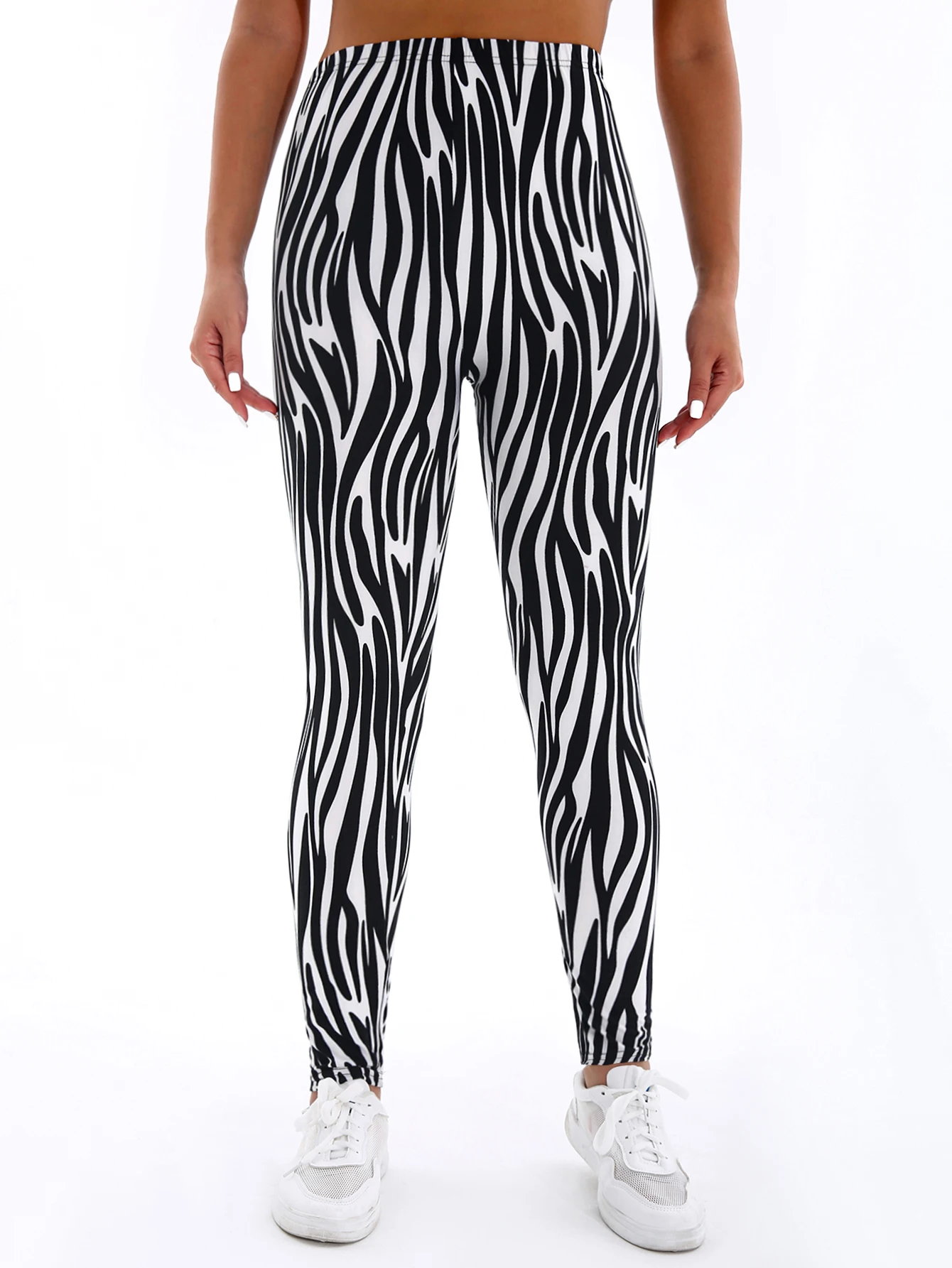Casual Fashionable Brushed High Elasticity Sexy Tight Fitting Irregular Striped Leggings Sports Slimming Yoga Pants