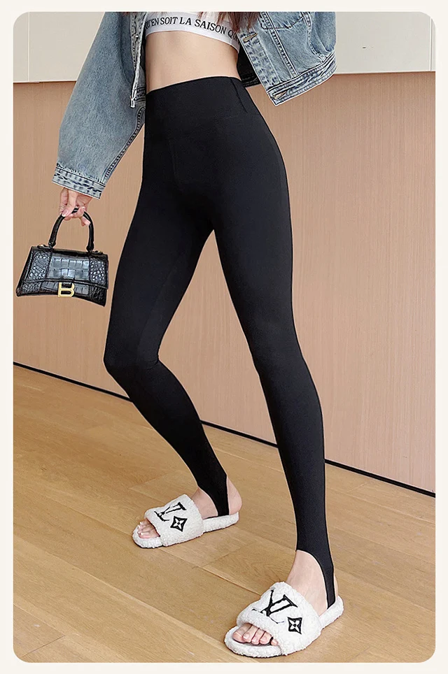 BIVIGAOS Spring Summer Thin Foot Tights Sharkskin Leggings Women High Waist Elastic Smiling Sexy Yoga Sport Fitness Leggings