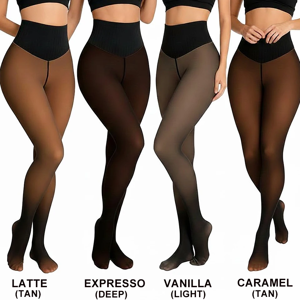 One Seam Fleece Lined Tights Fake Translucent Pantyhose Skin Tone Thermal Leggings Sheer Tights One Line Warm Base Layer