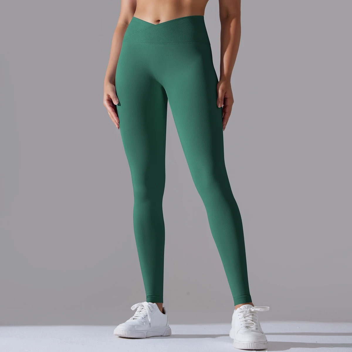 Seamless Yoga Pant Cross Over Waistband Sports Fitness Legging Women High Waist Gym Scrunch Butt Running Workout Leggings