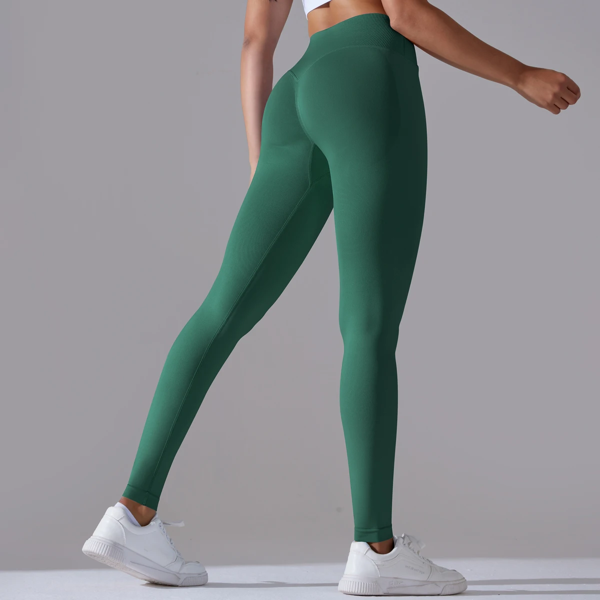 Seamless Yoga Pant Cross Over Waistband Sports Fitness Legging Women High Waist Gym Scrunch Butt Running Workout Leggings