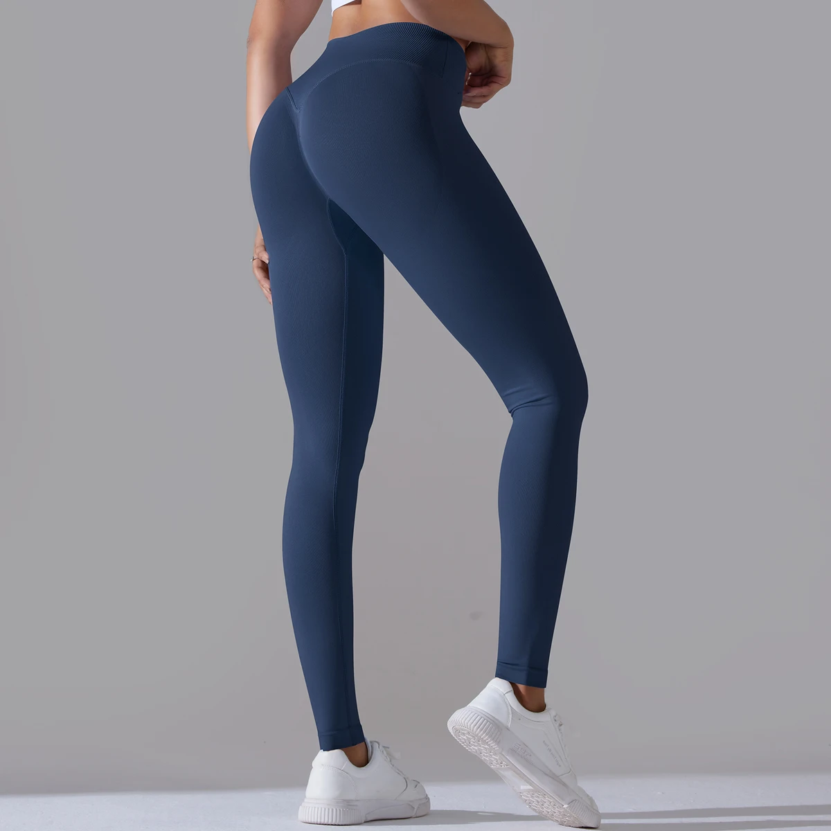 Seamless Yoga Pant Cross Over Waistband Sports Fitness Legging Women High Waist Gym Scrunch Butt Running Workout Leggings