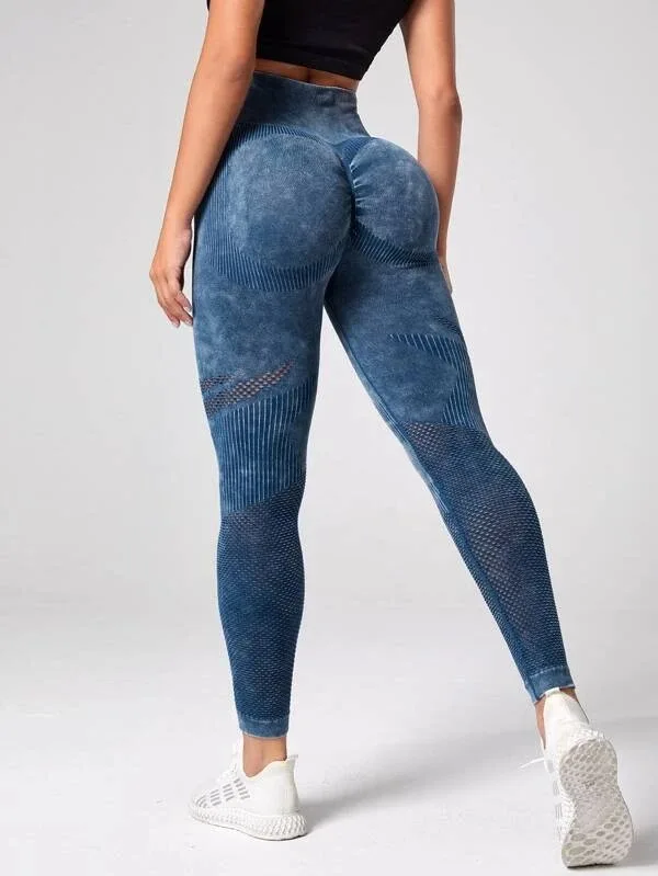 Ladies' Summer Quick Dry Yoga Leggings Gym Running High Waist Butt Liftting Fashion Slim Tights Elastic Seamless Leggings