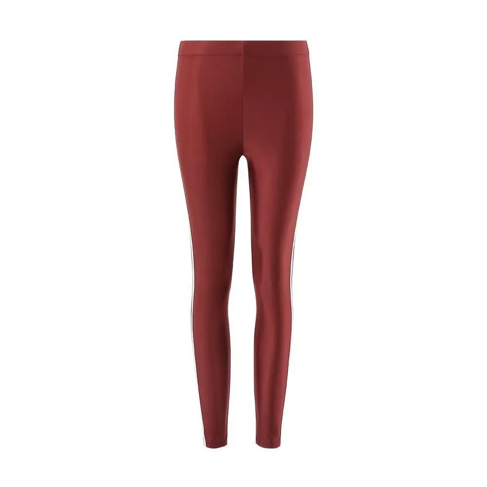 Glossy striped leggings pants High waist women Sexy slim seam workout leggings