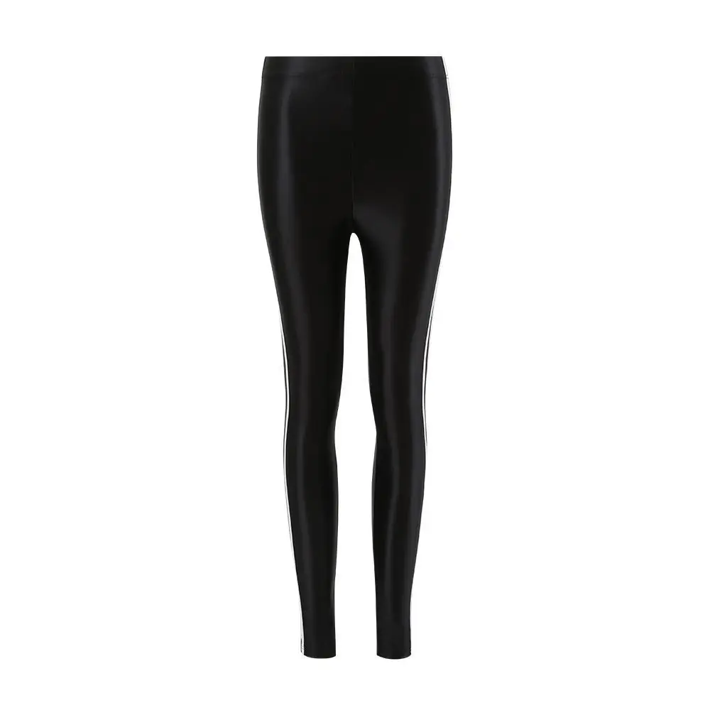 Glossy striped leggings pants High waist women Sexy slim seam workout leggings