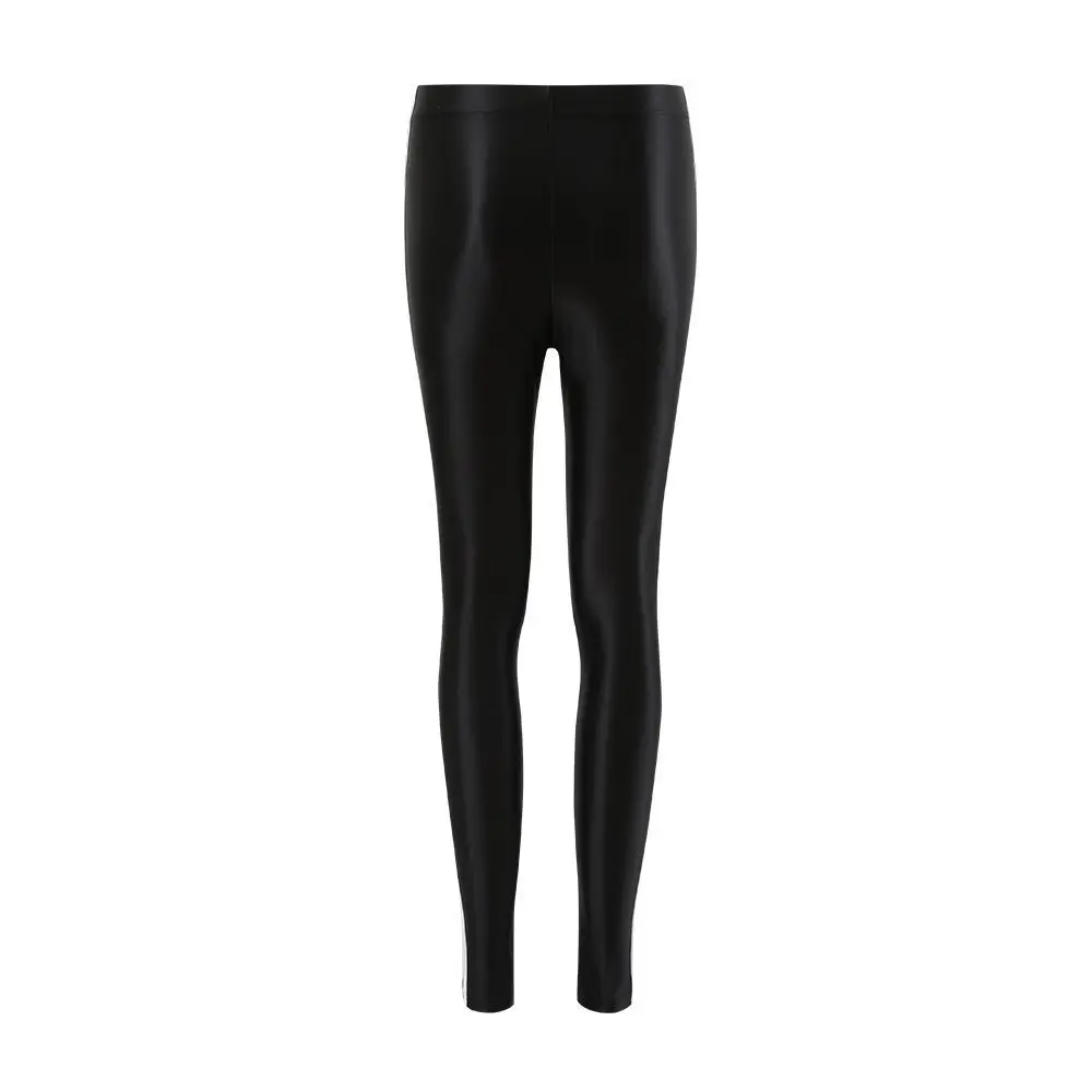 Glossy striped leggings pants High waist women Sexy slim seam workout leggings