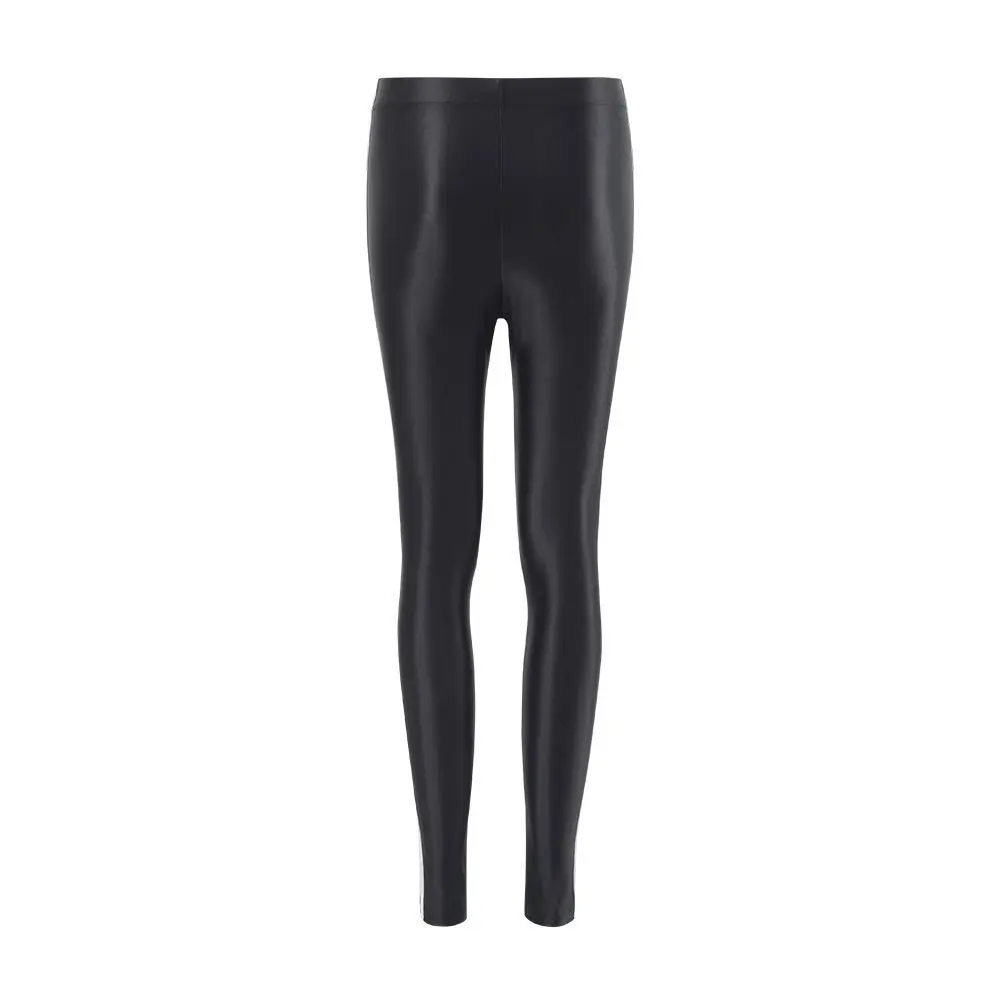 Glossy striped leggings pants High waist women Sexy slim seam workout leggings