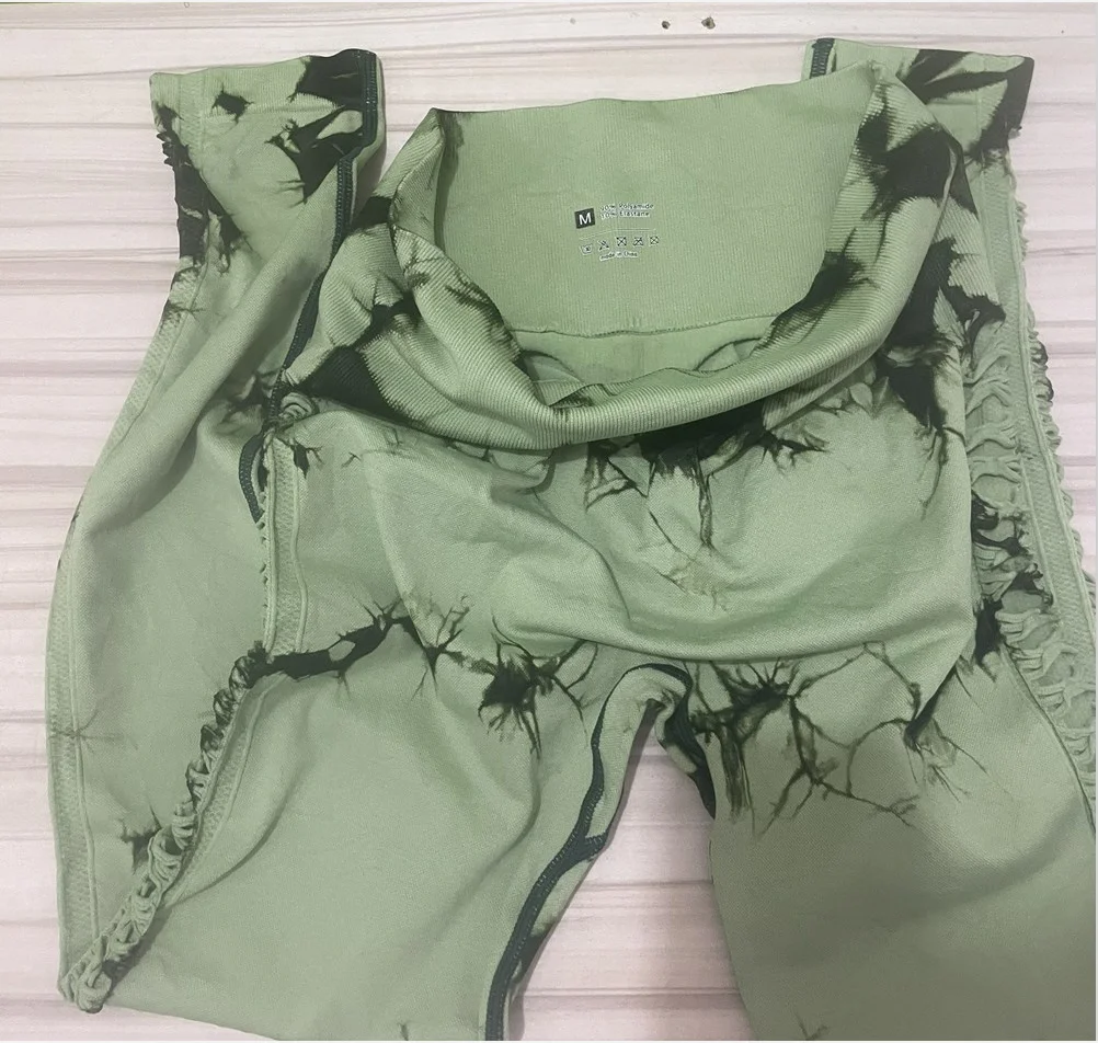 Women Tie Dye Hollow Out Leggings Sports Yoga Pants Fitness Sportswear Sexy High Waist Push Up Gym Tights Running Leggings