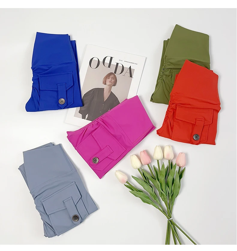 Women High Waist Fitness Yoga Pants Sports Stretch Leggings Back Pockets Push Up Leggings Workout Running Gym Clothing