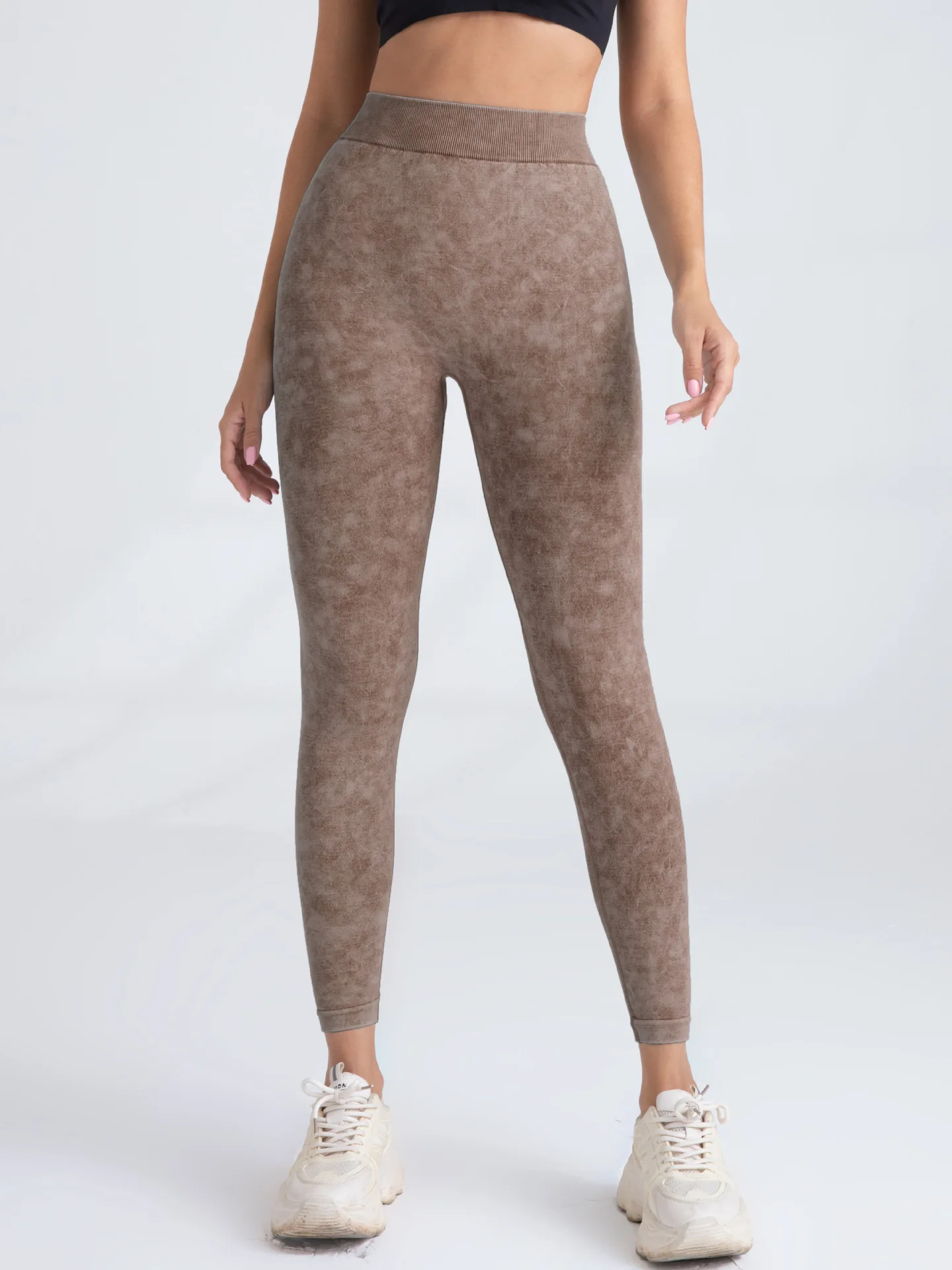 Frosted Water Wash Back V Waist Peach Hip Yoga Pants for Women Outdoor Sport Fitness Running Cycling Workout Tight Leggings