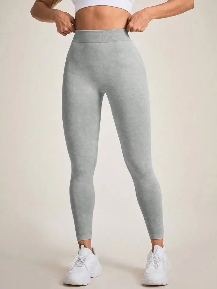 Frosted Water Wash Back V Waist Peach Hip Yoga Pants for Women Outdoor Sport Fitness Running Cycling Workout Tight Leggings