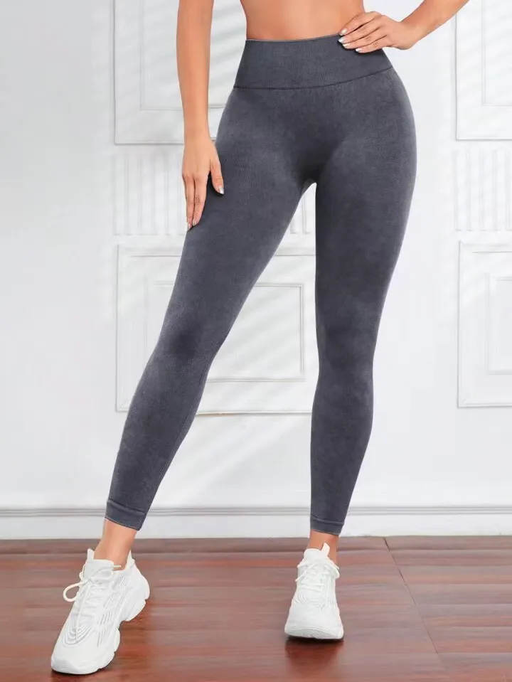 Frosted Water Wash Back V Waist Peach Hip Yoga Pants for Women Outdoor Sport Fitness Running Cycling Workout Tight Leggings