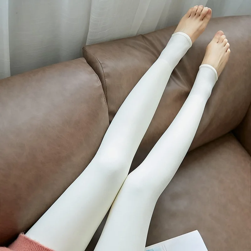 Women Winter Leggings White High Waist Tight Warm Legging Workout Thick Thermal Pantyhose Sexy Elasticity Fleece Stocking Female