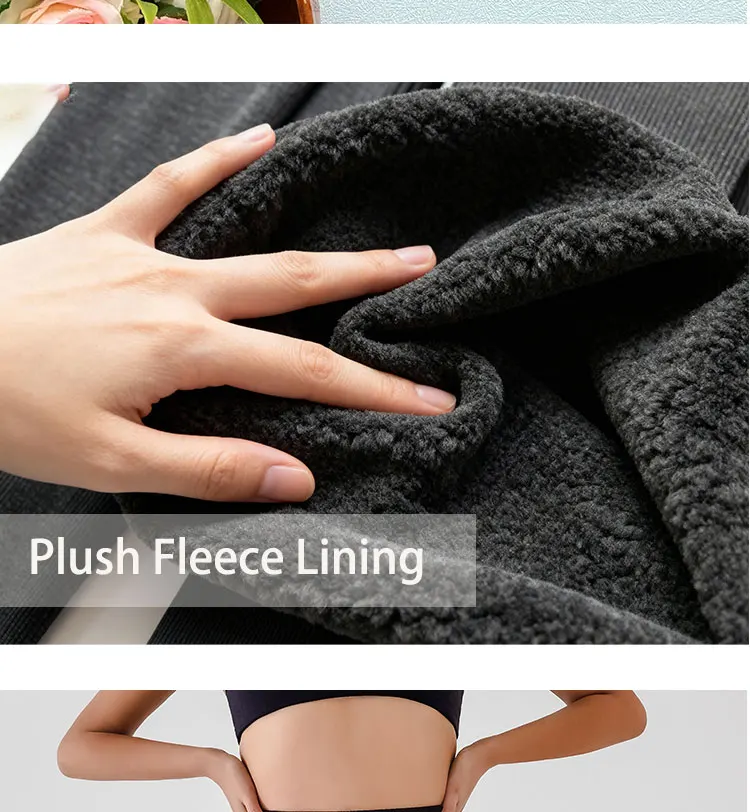 Women Ribbed Fleece Lined Leggings Stretch Slim Fit Ankel Length Sparkly Tights High Waist Winter Thermal Pants Tummy Control