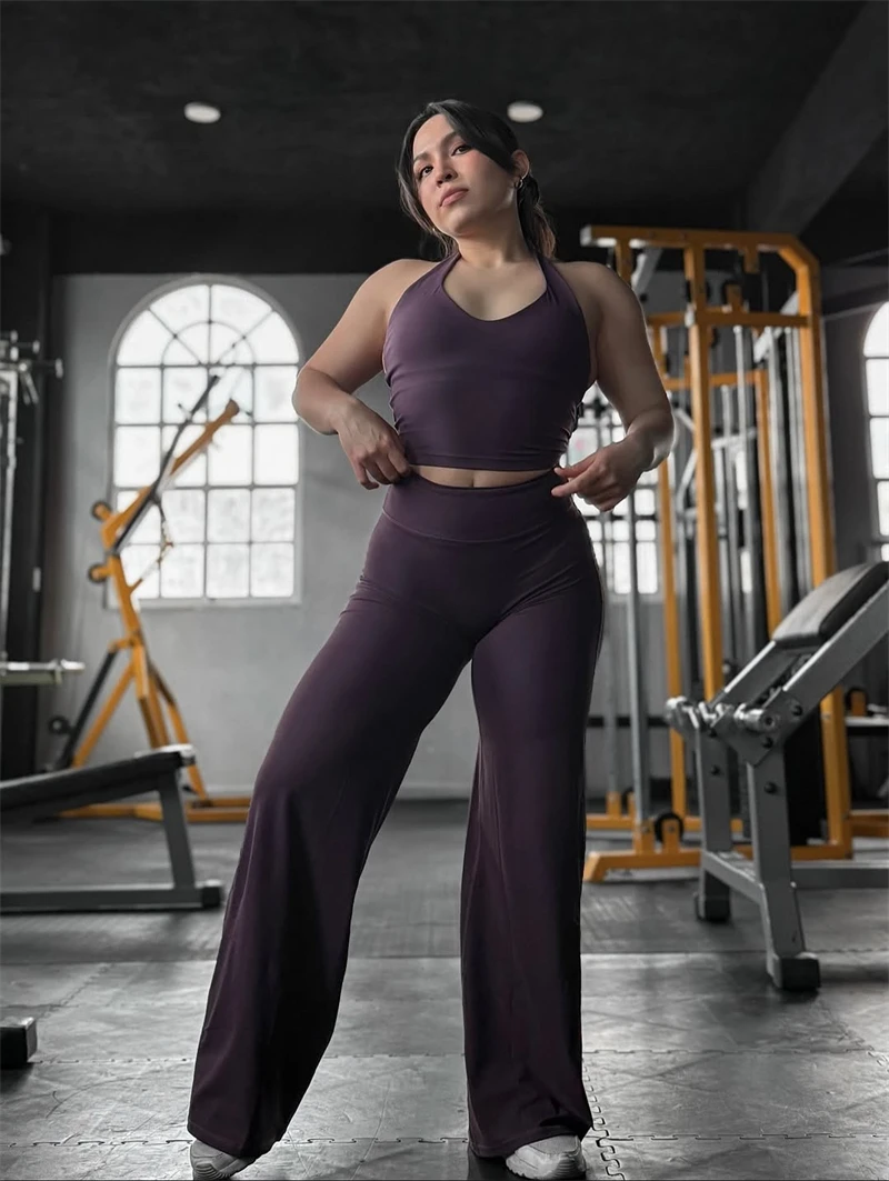 Bum Pilates Flared Yoga Pants Women High Waist Wide Leg Natural Lift Leggings Women Loose Running Push Up Sports Fitness Pants