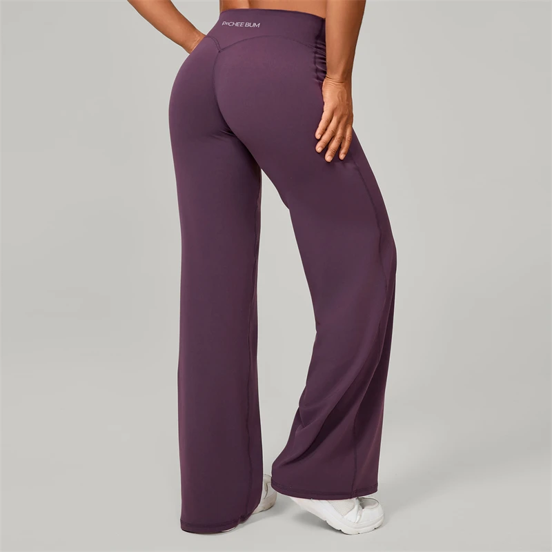 Bum Pilates Flared Yoga Pants Women High Waist Wide Leg Natural Lift Leggings Women Loose Running Push Up Sports Fitness Pants