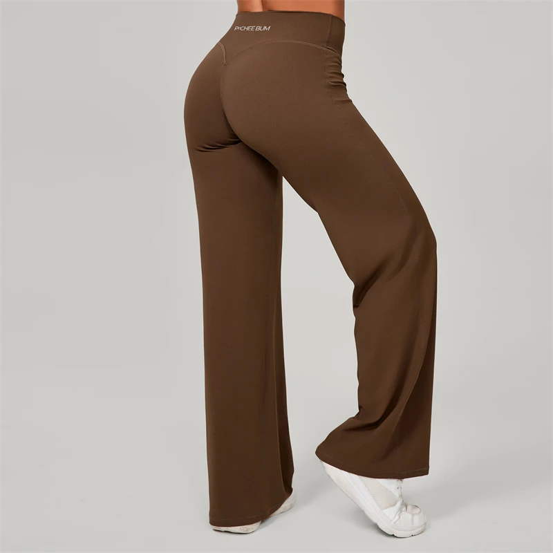 Bum Pilates Flared Yoga Pants Women High Waist Wide Leg Natural Lift Leggings Women Loose Running Push Up Sports Fitness Pants