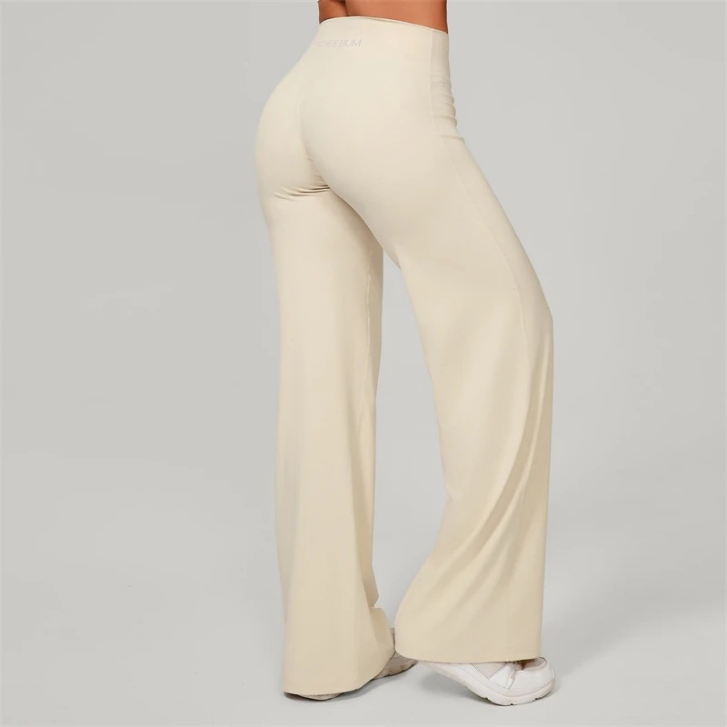 Bum Pilates Flared Yoga Pants Women High Waist Wide Leg Natural Lift Leggings Women Loose Running Push Up Sports Fitness Pants