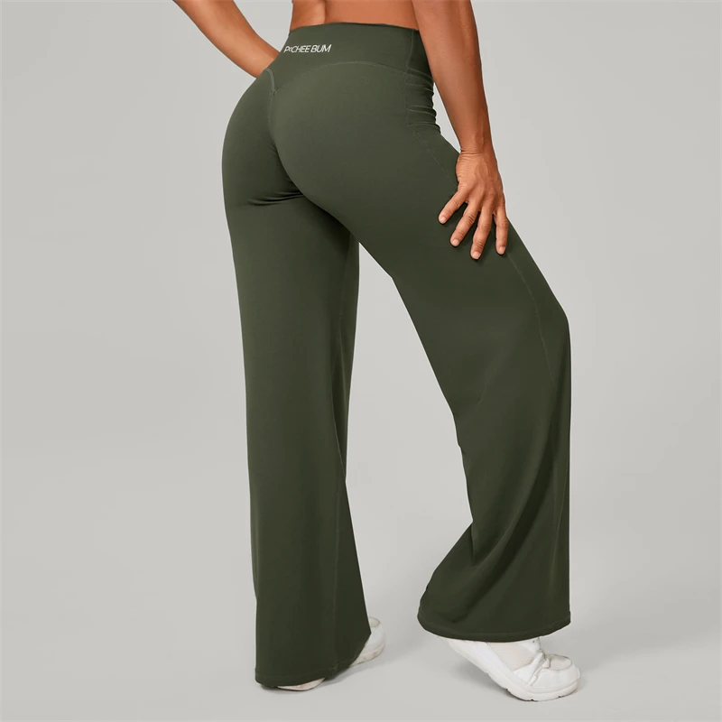 Bum Pilates Flared Yoga Pants Women High Waist Wide Leg Natural Lift Leggings Women Loose Running Push Up Sports Fitness Pants