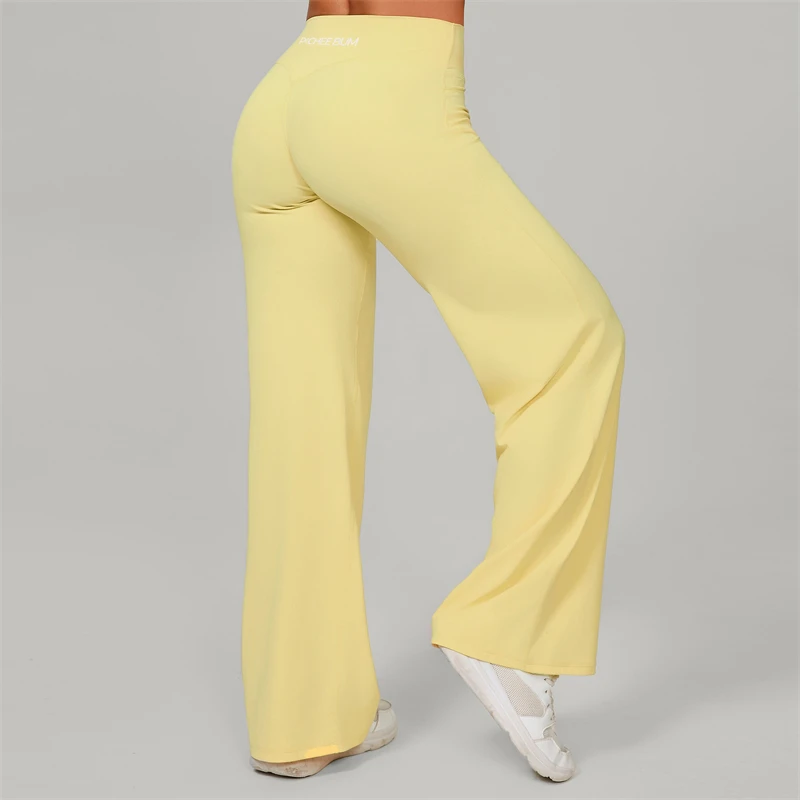 Bum Pilates Flared Yoga Pants Women High Waist Wide Leg Natural Lift Leggings Women Loose Running Push Up Sports Fitness Pants