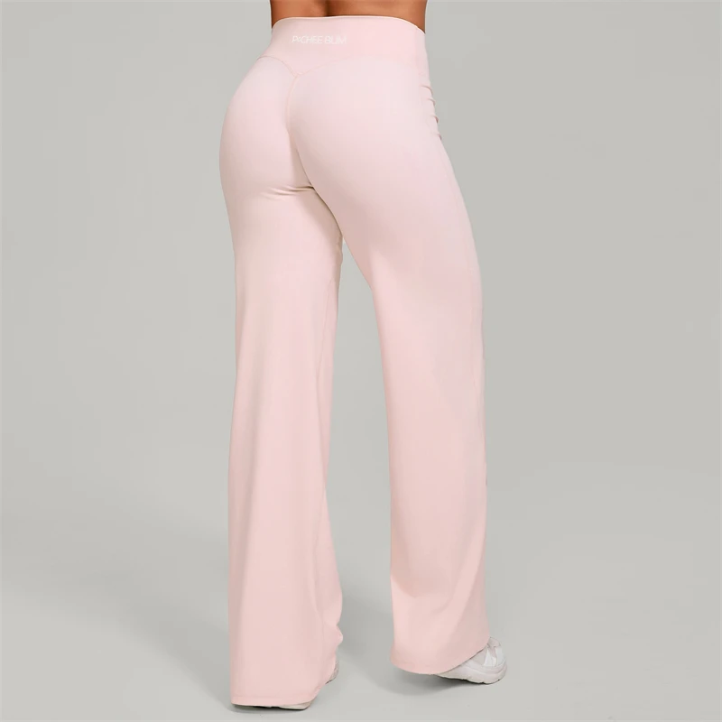 Bum Pilates Flared Yoga Pants Women High Waist Wide Leg Natural Lift Leggings Women Loose Running Push Up Sports Fitness Pants