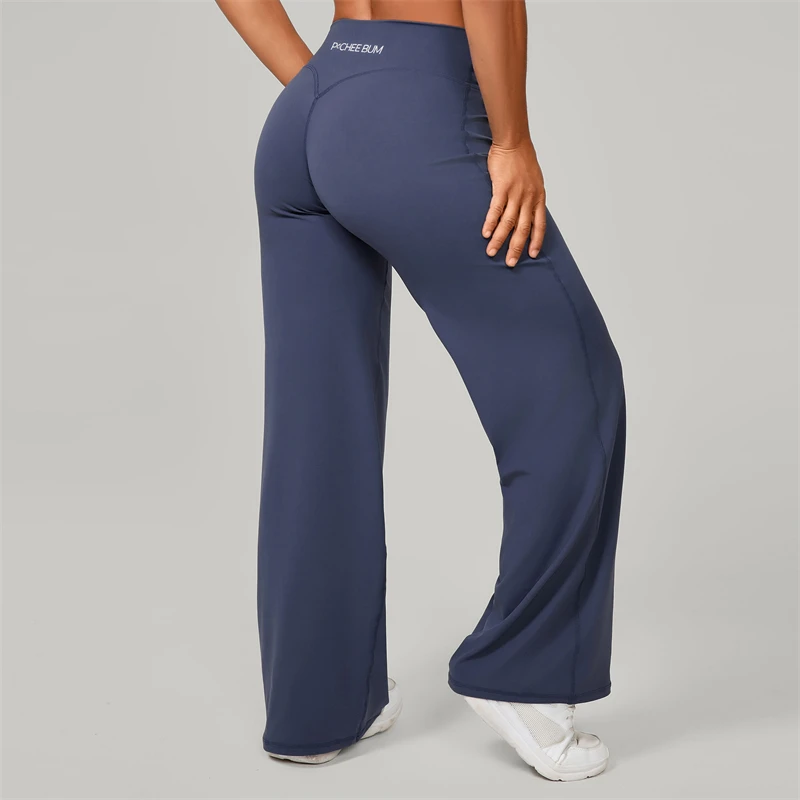 Bum Pilates Flared Yoga Pants Women High Waist Wide Leg Natural Lift Leggings Women Loose Running Push Up Sports Fitness Pants