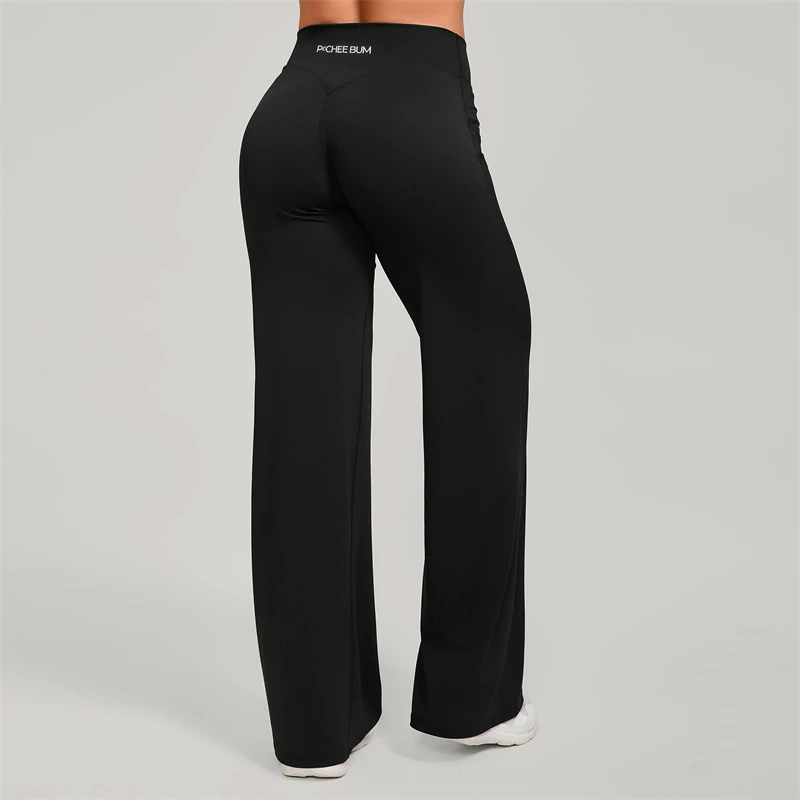 Bum Pilates Flared Yoga Pants Women High Waist Wide Leg Natural Lift Leggings Women Loose Running Push Up Sports Fitness Pants