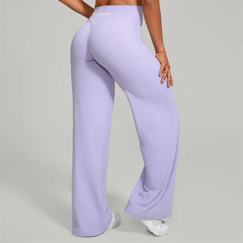 Bum Pilates Flared Yoga Pants Women High Waist Wide Leg Natural Lift Leggings Women Loose Running Push Up Sports Fitness Pants