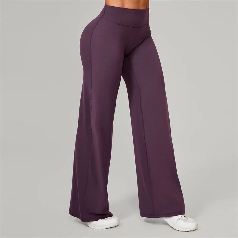 Bum Pilates Flared Yoga Pants Women High Waist Wide Leg Natural Lift Leggings Women Loose Running Push Up Sports Fitness Pants