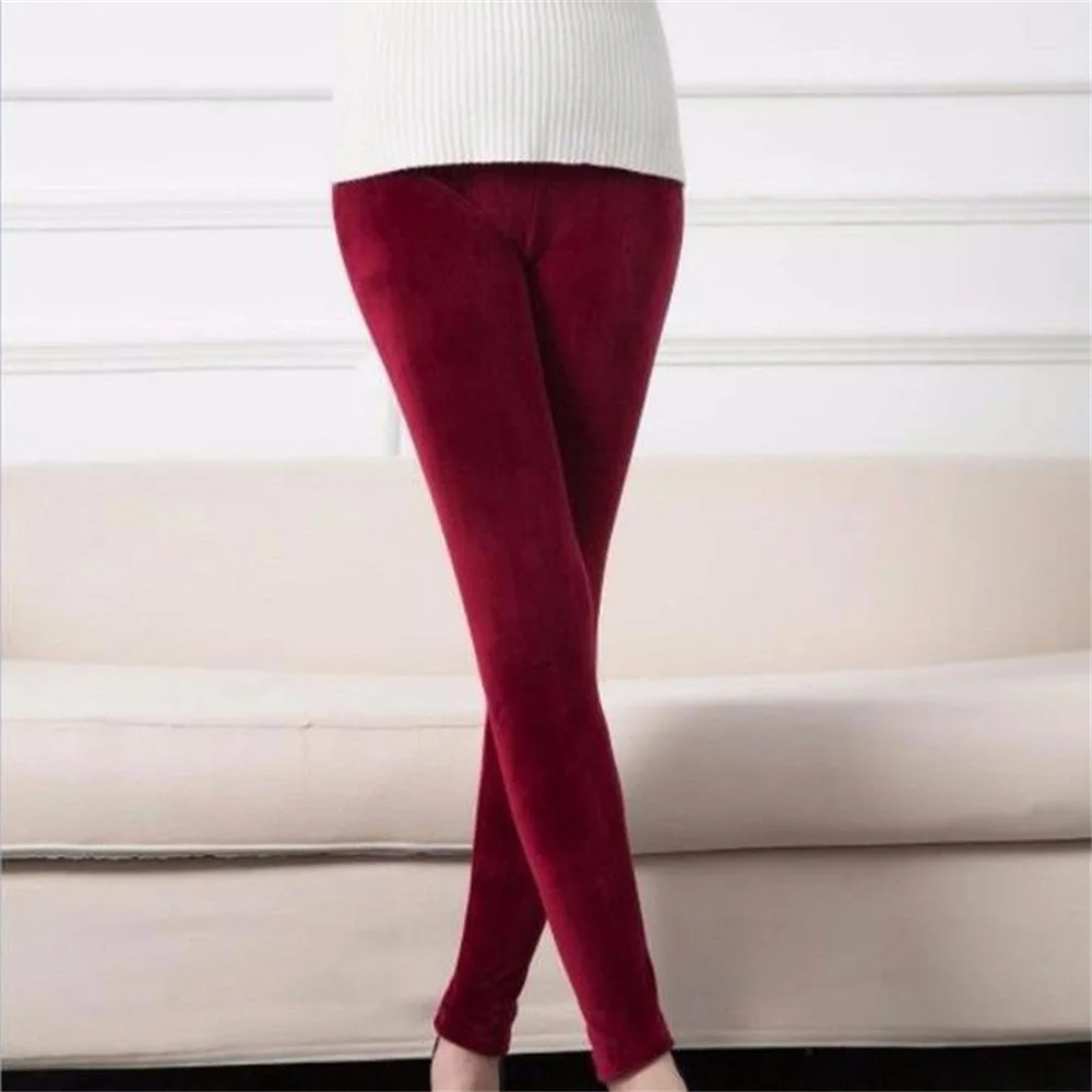 High Waist Thermal Leggings Korean Warm Pants Knit Autumn Winter Fashion Plus Thick Velvet Warm Double Sided Cashmere Leggings
