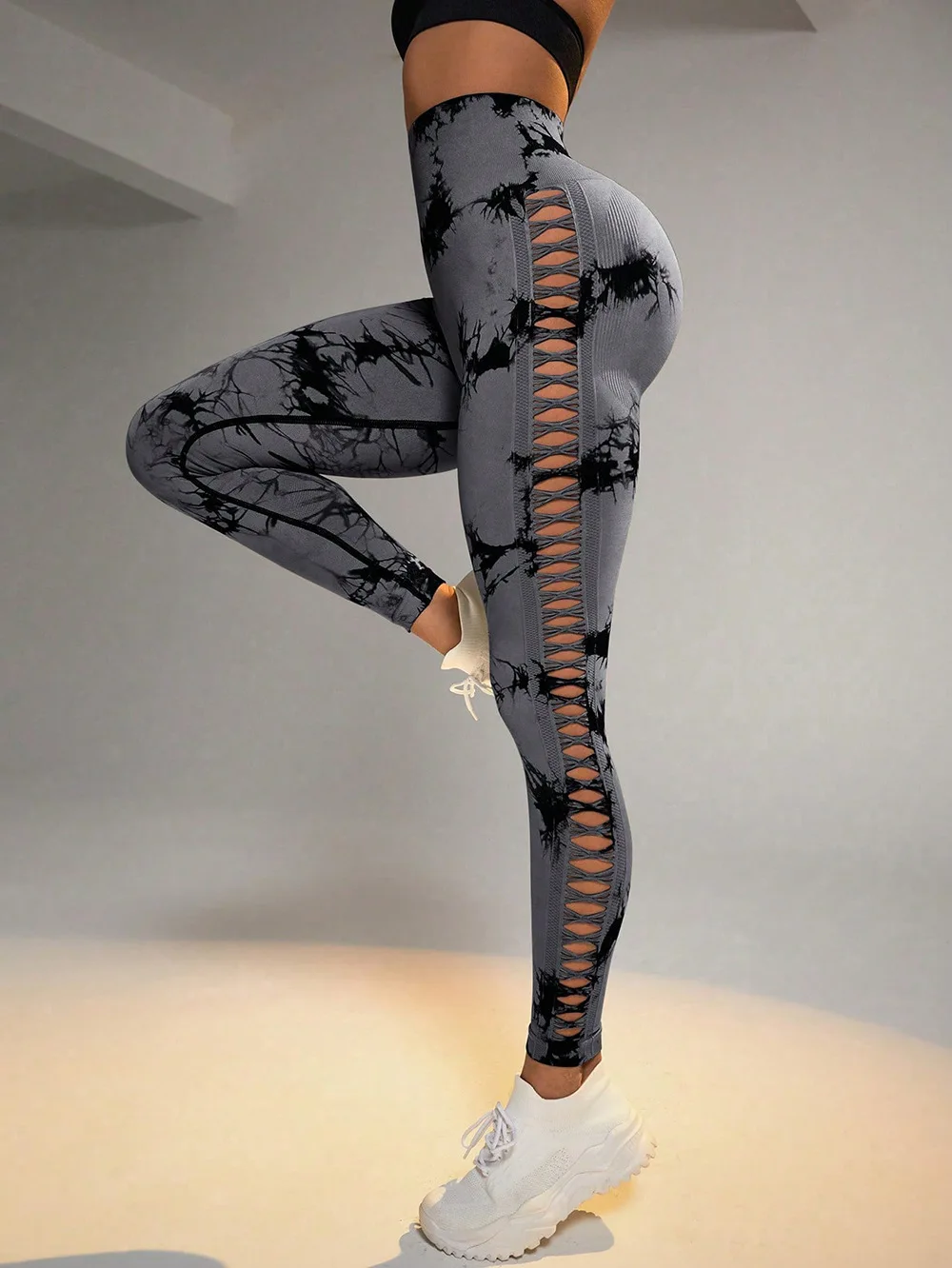 Sexy Hollow Black Seamless Leggings Women Fitness Leggings Gym Yoga Pants High Waist Yoga Pants Sports Female Clothing