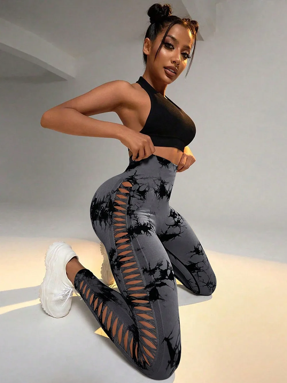 Sexy Hollow Black Seamless Leggings Women Fitness Leggings Gym Yoga Pants High Waist Yoga Pants Sports Female Clothing
