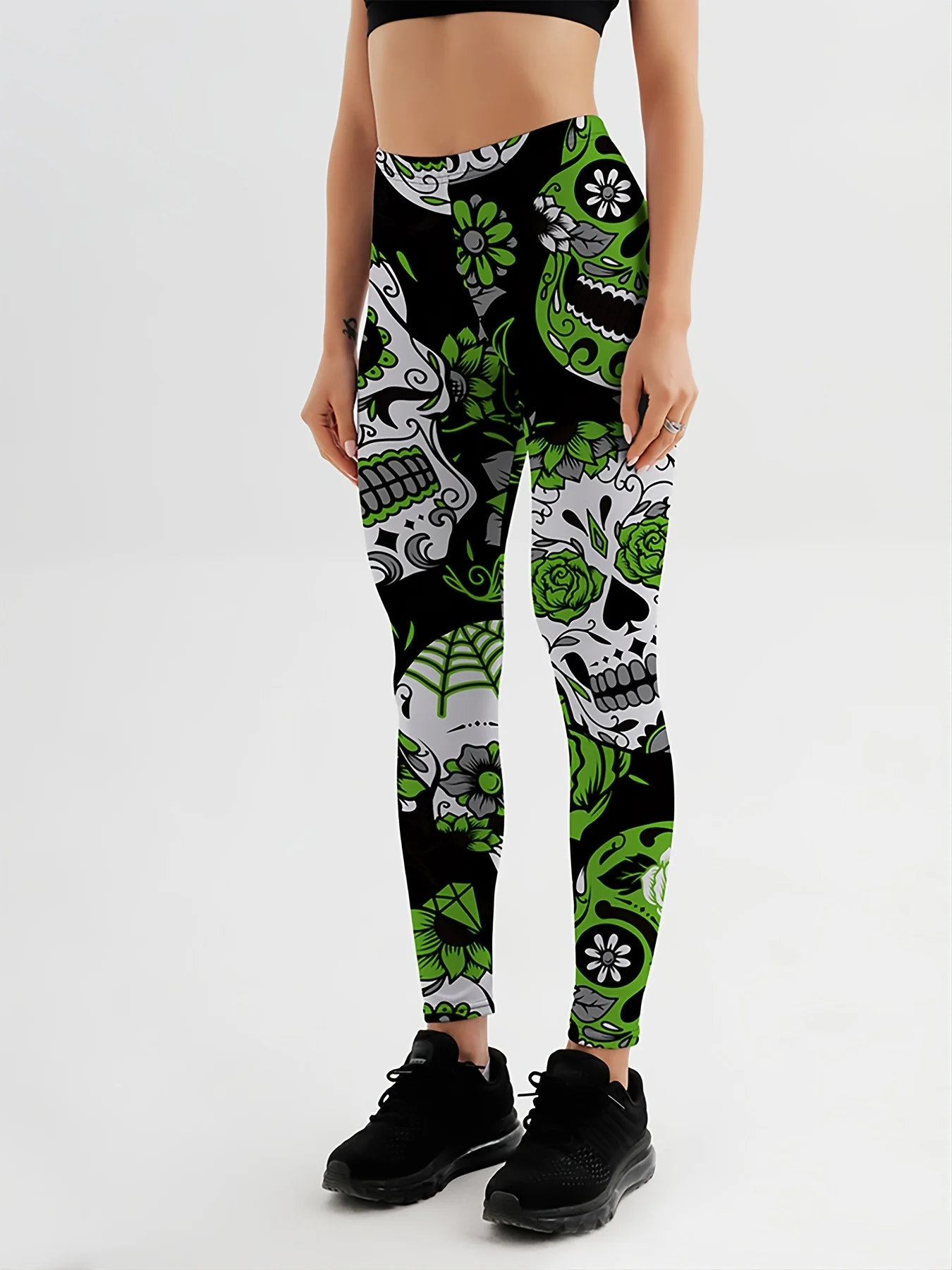 Qickitout Leggings Fitness Slim Women's colorful skull mas Legging Sexy Fashion Stretch Digital Print Pants Cool Trousers