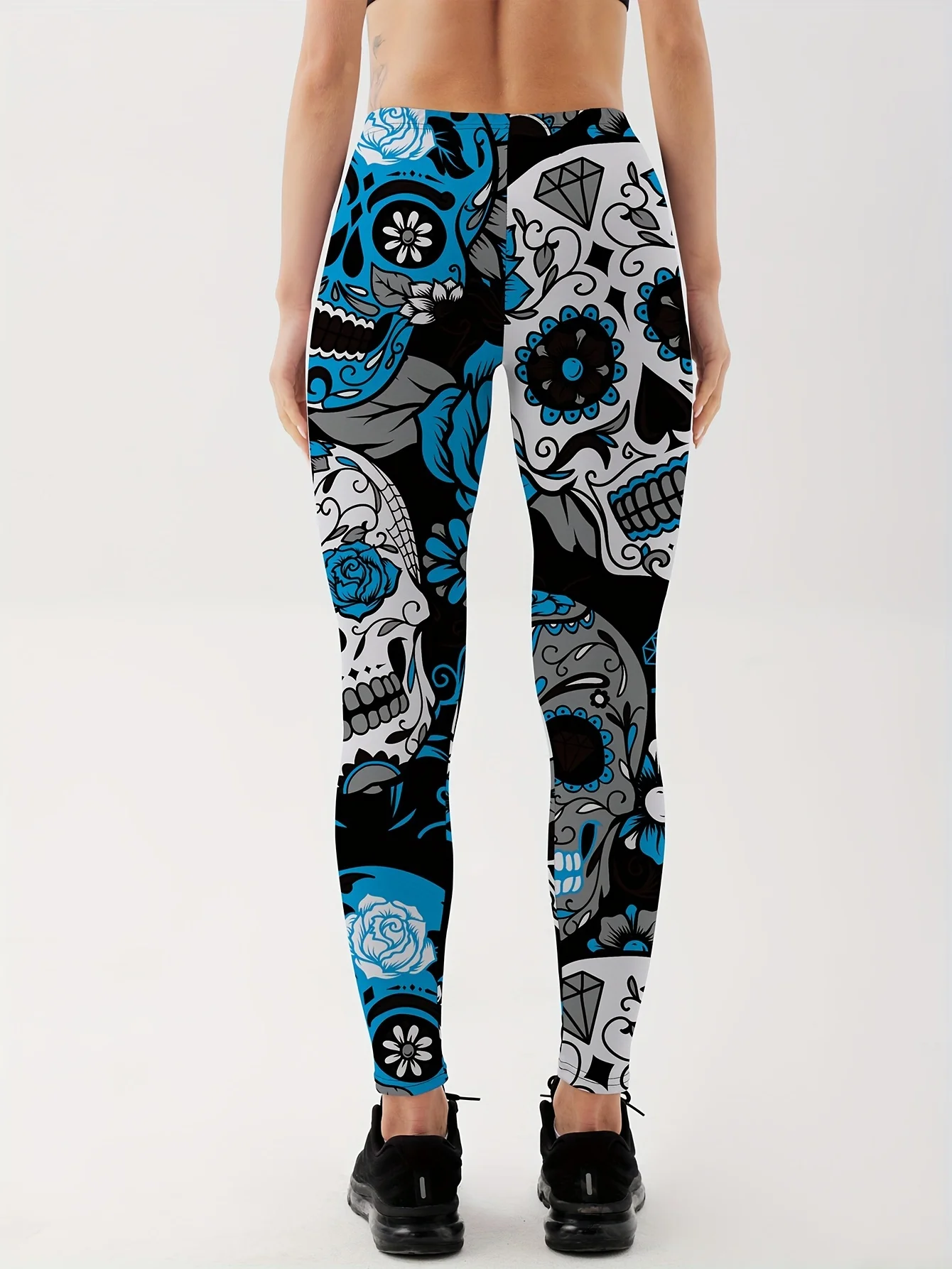 Qickitout Leggings Fitness Slim Women's colorful skull mas Legging Sexy Fashion Stretch Digital Print Pants Cool Trousers