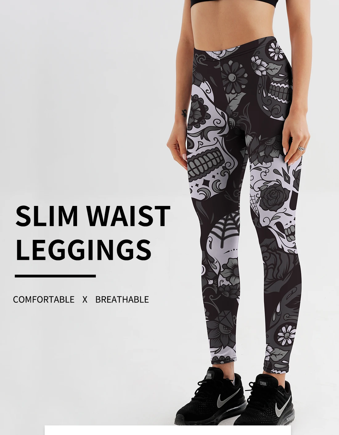 Qickitout Leggings Fitness Slim Women's colorful skull mas Legging Sexy Fashion Stretch Digital Print Pants Cool Trousers