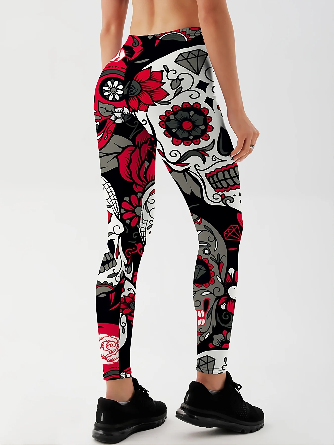 Qickitout Leggings Fitness Slim Women's colorful skull mas Legging Sexy Fashion Stretch Digital Print Pants Cool Trousers